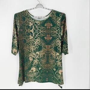 Lily by Firmiana green gold glittery loose fit top special occasion size 4X